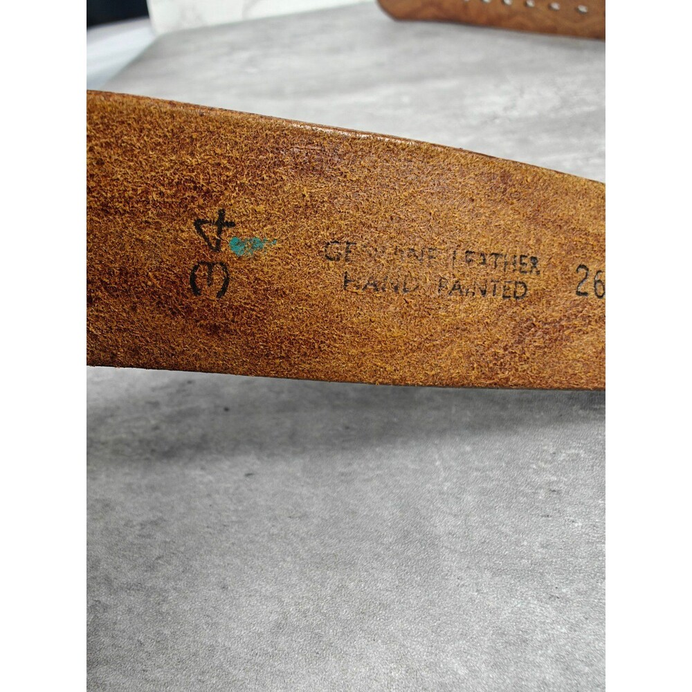 Vintage Tooled Leather Western Belt 34" W/ Statue Of Liberty Centennial Buckle - Picture 6 of 9